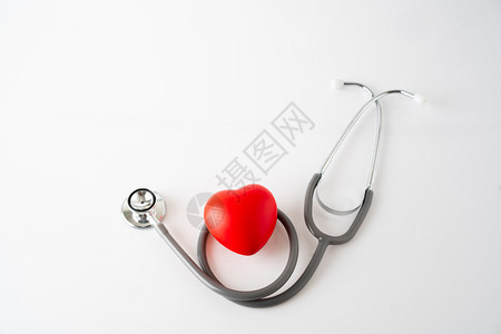 心脏图标和听诊器医疗保健概念图片