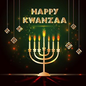 Banner为Kwanzaa设定了代表七原则或NguzoSaba的传统彩色蜡烛和代表七原则或NguzoSaba的传统彩色蜡烛Ba图片