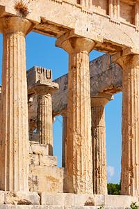 希腊Aegina岛AeginaAphaea神庙柱子古希腊建筑图片