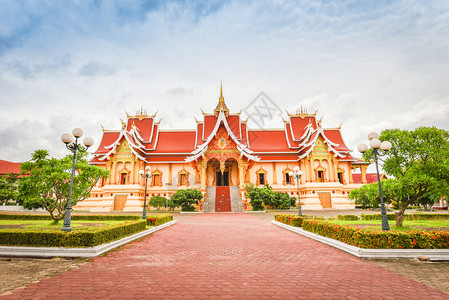 老挝万象在亚西美丽的佛教寺庙图片