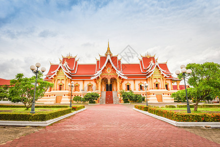 老挝万象在亚西美丽的佛教寺庙图片