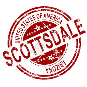 红色Scottsdale邮票白背景3D翻版图片