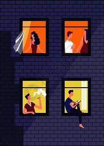 男或吸烟看窗户女或阅读书夫妇坐在住宅公寓的屋子里男或吸烟看窗户图片