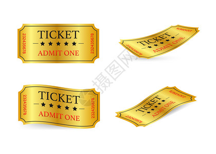 年会门票设计真实的金色演出票旧的特价电影入口票现实的金色演出票背景