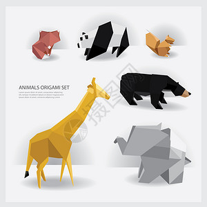 折纸风格卡通可爱动物背景图片