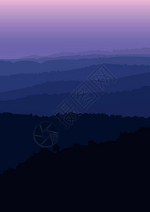 山硅层森林紫色天空明晨垂直自然山的黑紫色天空图片