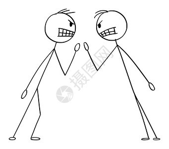 矢量卡通插图绘制两个愤怒的男子或商人参与争吵的概念插图图片