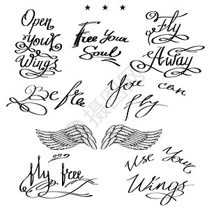 Angel或凤凰翼WingedLogo设计鹰鸟部分标志BrandMarkFlyAwayText手画运动字母Angel或Phoen图片