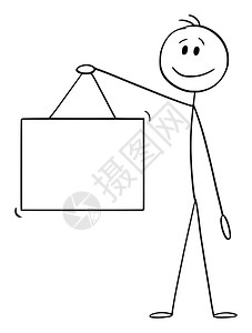 矢量卡通插图绘制男人或商持有空挂号的概念图矢量卡通说明人或商持有空挂号图片