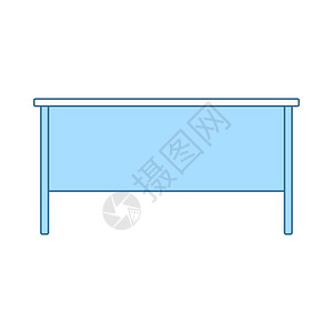 办公室表图标带蓝色填充物设计的细线矢量说明图片