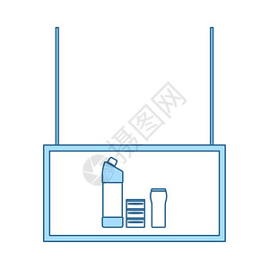 家庭化学品市场部细线与蓝色填充设计矢量说明图片
