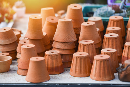 苗圃树Terracotta粘土锅用于花园植物和朵装饰盆不同大小的花瓶图片