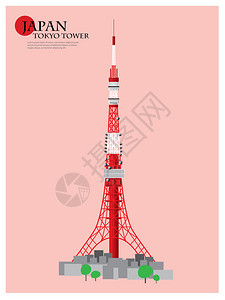 日本航空天网里程碑东京塔矢量说明图片