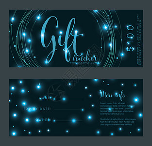 彩色和蓝礼品券印本模板前面和背布局设计图片