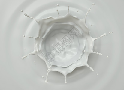 从以上3D插图中喷出牛奶的景象图片