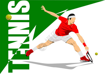 网球玩家海报矢量插图图片