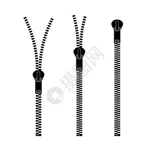 拉链式固定装置金属封闭式和开放拉链矢量说明拉链型固定装置矢量说明图片