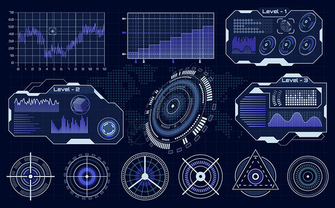未来休眠界面技术全息图装载诊断显示数字信息化维元素矢量背景图片