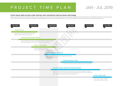 项目报告矢量项目时间表图项目总进度图插画