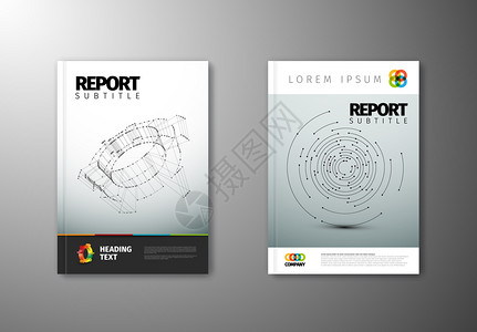 现代矢量摘要小册子报告或传单设计模板两个不同版本图片