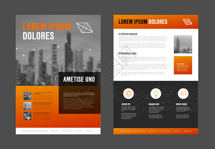 现代商业企宣传册单设计矢量模板附有照片和样本内容黄色红梯度版本插画