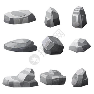 石块和单或堆破坏和瓦砾积用于设计游戏艺术建筑漫画风格孤立的石和块或堆破坏和瓦砾用于设计游戏艺术建筑图片