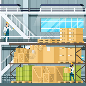 货物运费重量WoodenPallet箱集装和货包的仓库内装货物BoxTank集装箱和货包的仓库内货物重量等的仓库内装货物插画