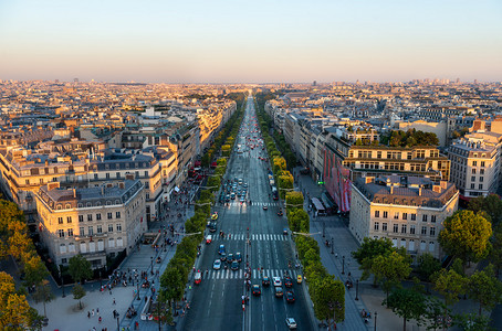 从ArcdeTriomphe的ChampsElysees大道到Elysees大街的视图图片