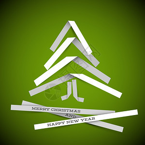 使用白纸条制成的简单矢量圣诞树原新年卡图片
