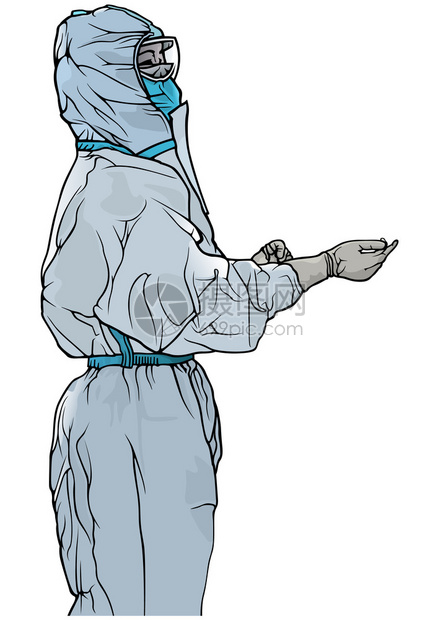 穿着防护服的医务人员卡通矢量插画