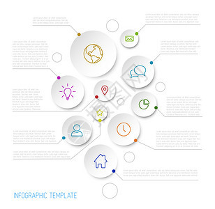 矢量Infographic报告带有圆圈和线条图标的海报背景图片