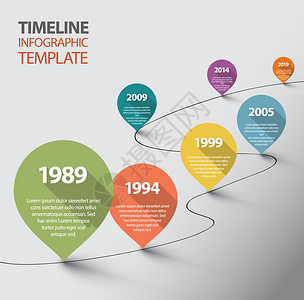配有指针的矢量反向射Infographic时间线模板图片