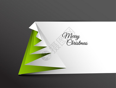 用纸张制成的简单矢量Christmas树原新年卡图片