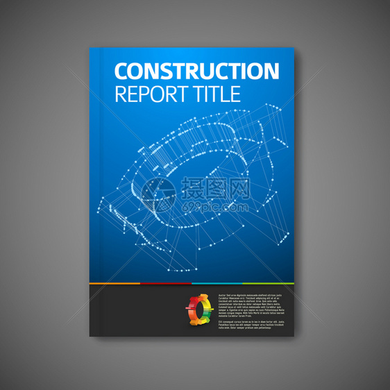 现代矢量建筑工程手册报告或传单设计模板图片