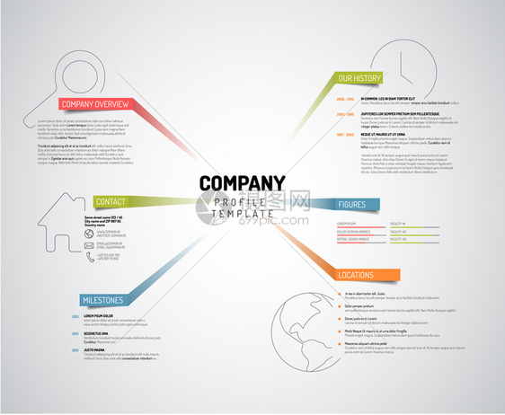 矢量公司Infographic概览设计模板带有多彩标签光版图片