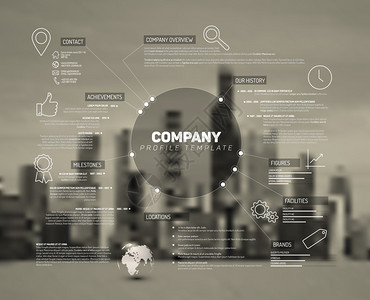 矢量公司Infographic概览设计模板背面有城市照片图片