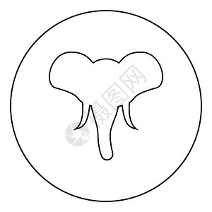 圆形黑色矢量显示平板风格简单图像大象双光色吉祥物显示非洲或印度动物首观圆形黑色矢量显示平板风格图像大象双光色观非洲或印度动物首观图片