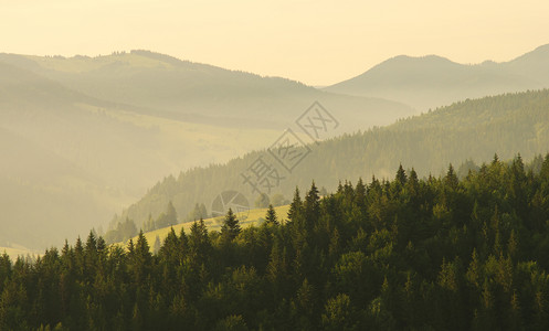 雾山山地空中的月光景观自然的构成背景