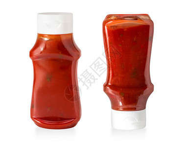 瓶装番茄酱与剪切路径隔离图片