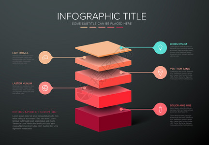 具有五级材料结构的矢量人口层模板红色模板布局图片