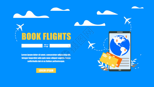 航空公司旅行社移动应用程序着陆页图片