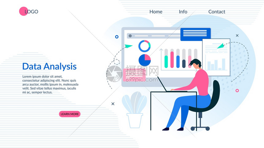 在交互式白板和现代NFC技术上分析结果视觉个人与PC图示和表一起工作矢量说明着陆页提供有效的数据分析应用图片