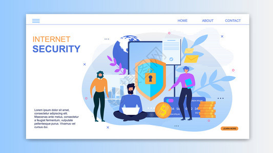 数据保护登陆网页在线服务提供互联网安全信用卡检查和保密软件数据库访问金融保险安全资金转移矢量平方说明服务提供互联网安全着陆页背景图片