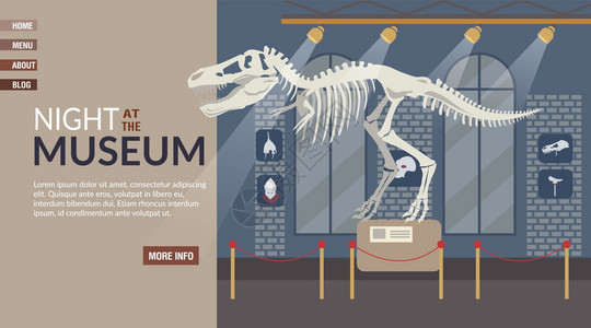 邀请登陆页面参加文化活动在博物馆的晚上恐龙史前时代斯克里顿仍然在闪光下创意展览广告图片