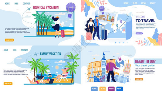 旅游机构着陆网页设计套旅游在线邀请行服务家庭度假出外旅行世界游附有指南图片