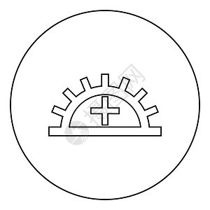 圆形黑色齿轮卡通矢量插图图片