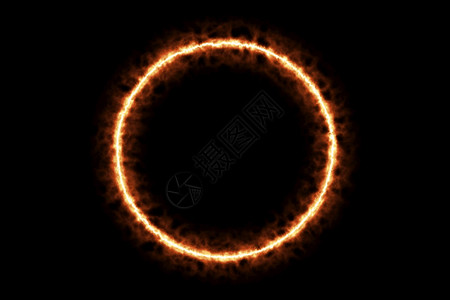 火焰燃烧形成圆符号在黑色背景上隔离3d显示插图热板点火用符号抽烟图片