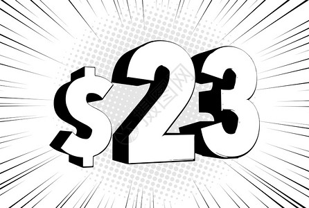 23美元物价符号在速度线泡沫上带有美元符号的漫画数字背景图片