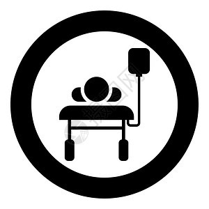 黑色圆圈病床上的病人卡通矢量设计元素图片