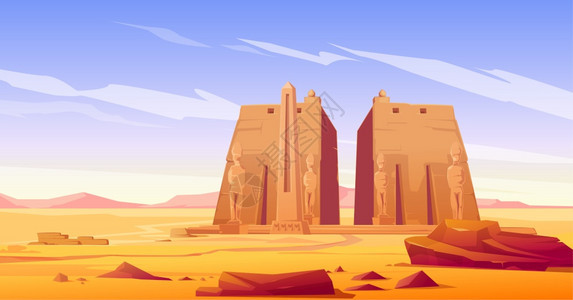 古埃及沙漠矢量漫画景观图片